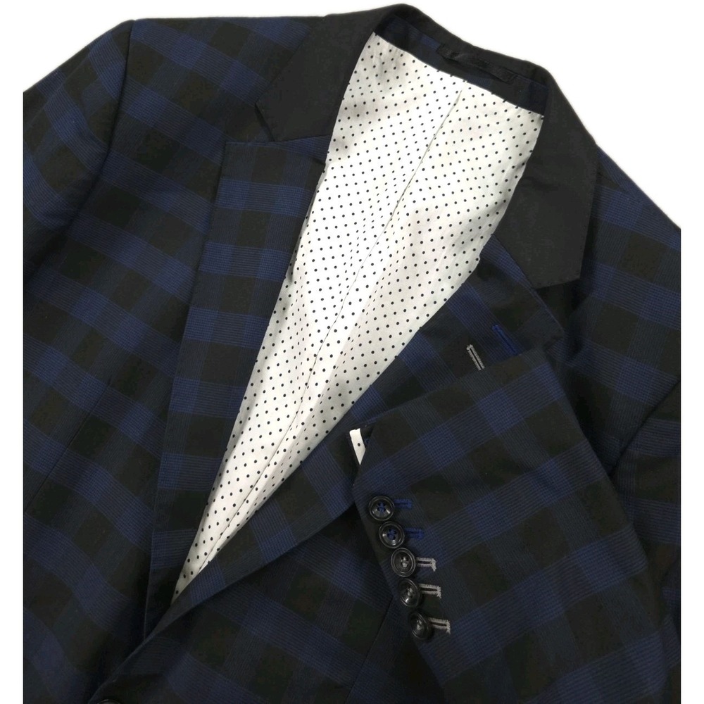 Maceoo Blazer Mens 40R Socrates Evo 7 Black Indigo Check Sport Coat